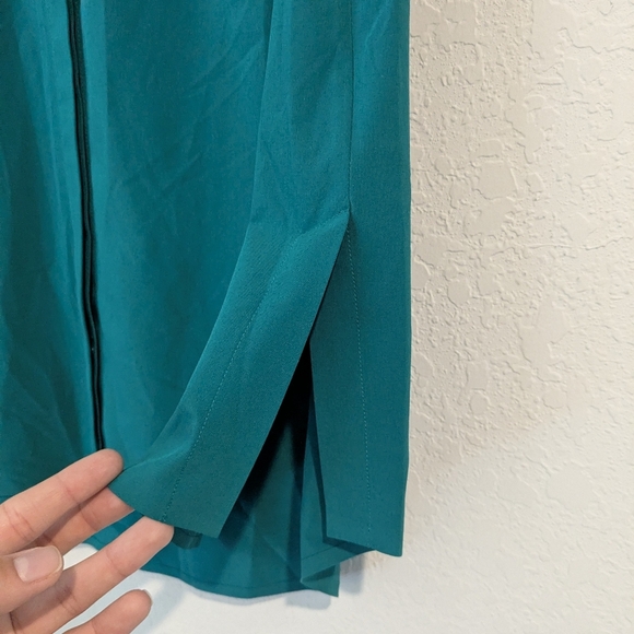 Athleta Emerald Green Teal Sleeveless Collared Button-Up Everlasting Tank Office - Picture 9 of 12